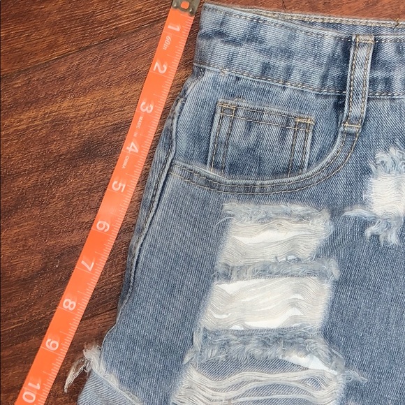 Denim Distressed Jean Shorts Daisy Dukes - Picture 5 of 5